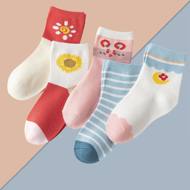 5 pairs soft cotton children socks cute cartoon print kids socks newborn baby boy socks casual girls boys socks 1 to 12 years