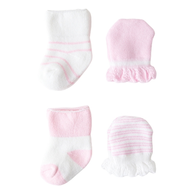 4 Pairs/Set Newborn Baby Socks Gloves Anti-scratch Breathable Gloves Stocking