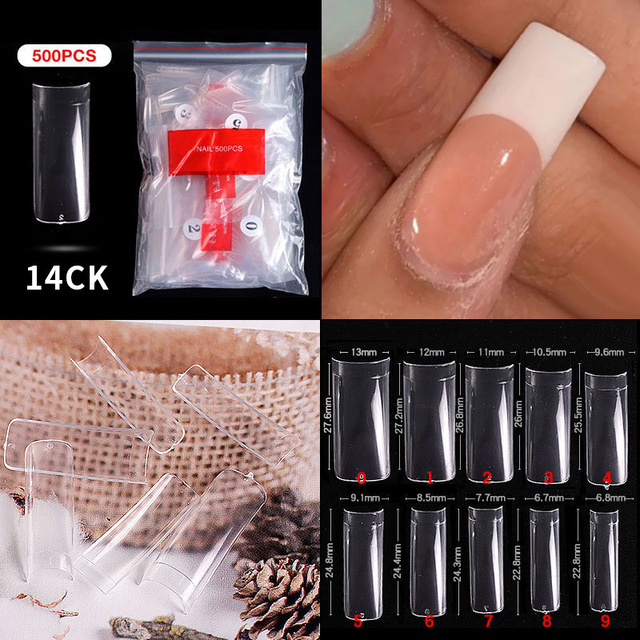 500pcs False Nail Extension Full Cover Fake Nails French False Nail Clear/White False Nail Tips Art Manicure Tool French Nail