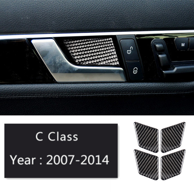 Carbon Fiber For Mercedes-Benz C Class W204 Car Interior Gear Shift Air Conditioning CD Reading Panel Light Cover Trim Car Stickers