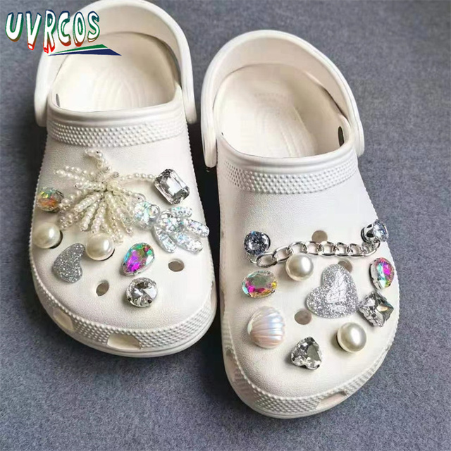 1 مجموعة اليدوية croبها بنفسك Crocs Charms بلينغ JIBZ إبزيم حجر الراين اكسسوارات سلسلة معدنية تسد حديقة حذاء الديكور الفتيات 지지