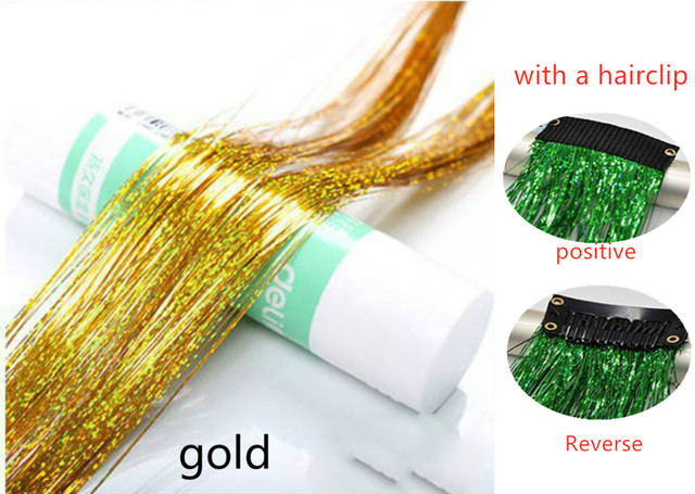 1pc Sparkle Shiny Hair Tinsel Hair Extensions Dazzle Women Hippie For Braiding Headdress Hair Braiding Tools Long 100cm