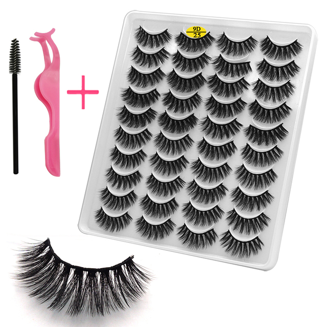 LE 20 Pairs Mink Eyelashes Fashion Handmade Cruelty-Free Soft Wispies 3D Fake Long Eye Lashes Extension False Eyelashes