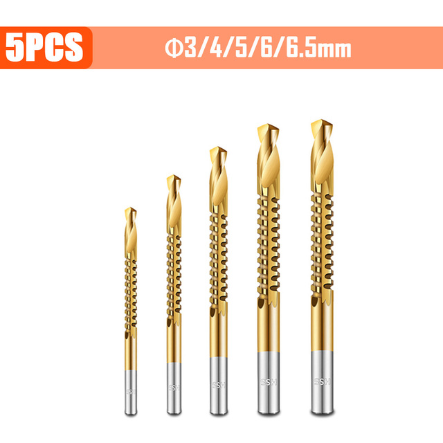 3/4/5/6pcs Cobalt Drill Bit Spiral Screw Metric Composite Tap Drill Bits Drill Polishing Woodworking HSS Twist Drilling Tools