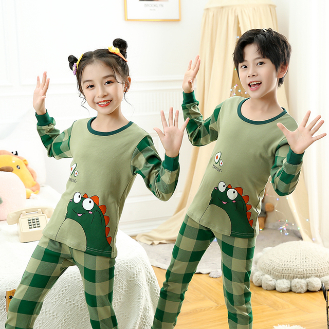 Boys Dinosaur Pajamas Children Sleepwear For 6 8 10 12 Years Kids Pajamas 100 Cotton Animal Cartoon Homewear Pajamas Suits