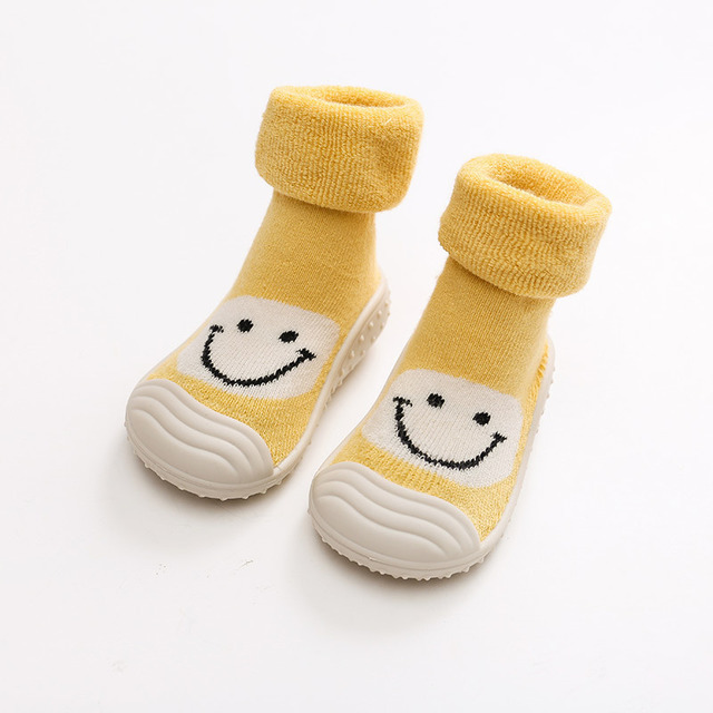 Winter Kids Warm Snow Boots Socks Infant Boys Brushed Thick Sock Boots Yellow Black Baby Girls Socks Soft Soles Toddler Shoes