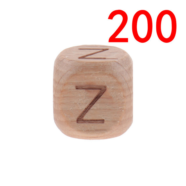 200pcs 12mm Beech Wooden Beads For Baby Wood Letters Bead Baby Teether Diy Beads With Silicone Teether Letters Alphabet