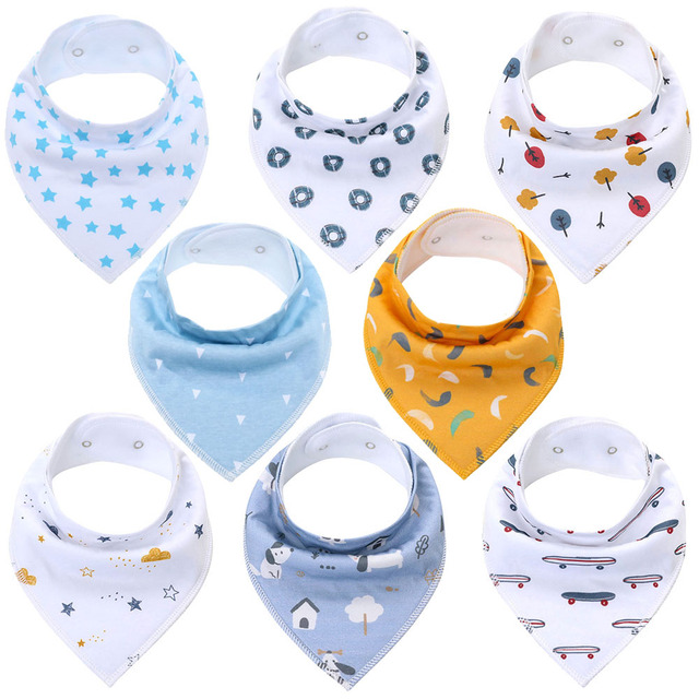 8pcs Baby Bibs Baby Saliva Bobble Bibs Unisex Bibs Set for Drooling and Teething 100% Organic Cotton Newborn Absorbent Soft Bibs