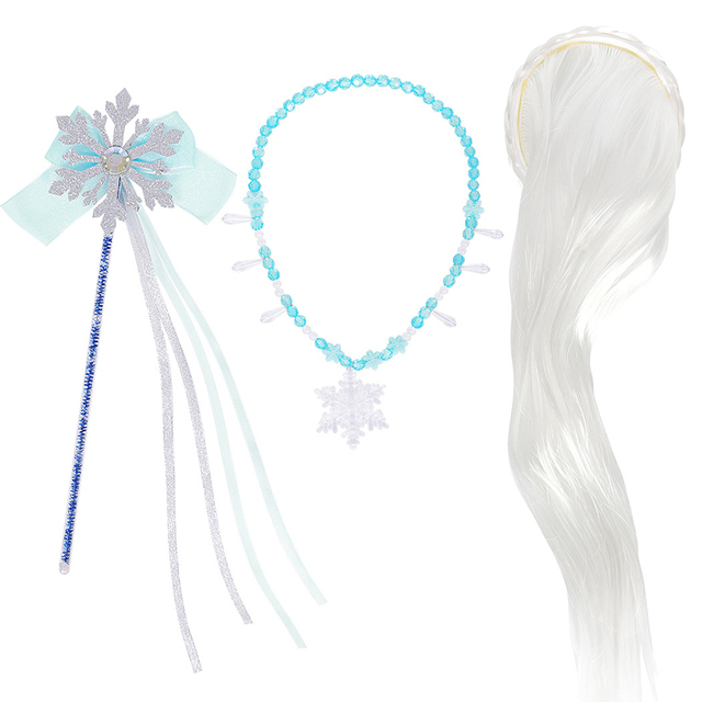 Encanto Girls Hair Accessories Elsa Accessories Gloves Wand Jewelry Set Crown Airel Wig Braid Princess Dress Christmas Party