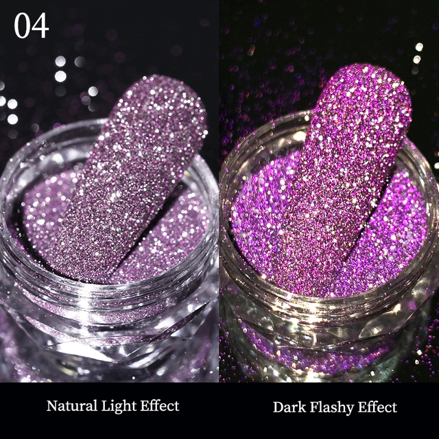 Gold Sliver Nail Reflective Crystals Powder Rainbow Glitter Shiny Pigment Iridescent Glass Micro Drill Nails Art Decoration