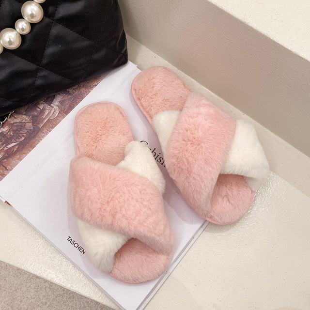 Women Shoes Soft Short Plush Different Styles Comfortable Women Slippers Open Toe Indoor Women's Shoes Furry Luxury Home Slippers