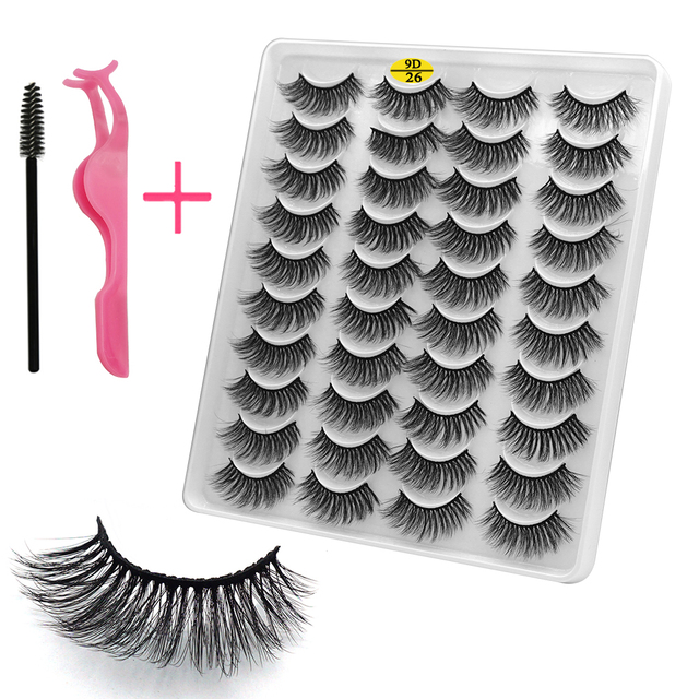 LE 20 Pairs Mink Eyelashes Fashion Handmade Cruelty-Free Soft Wispies 3D Fake Long Eye Lashes Extension False Eyelashes