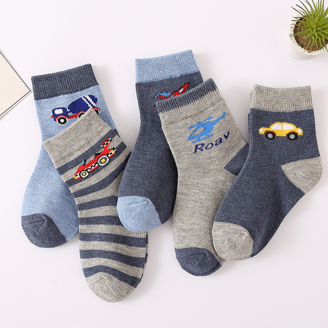 5 Pairs Cotton Kids Warm Socks Winter Socks For Baby Girls Cute Cartoon Newborn Toddler Casual Sports Socks Boys Socks 0-12 Years