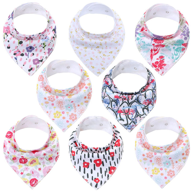 8pcs Baby Bibs Baby Saliva Bobble Bibs Unisex Bibs Set for Drooling and Teething 100% Organic Cotton Newborn Absorbent Soft Bibs