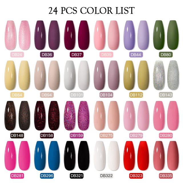 Mtssii 25/60pcs Color Gel Nail Polish Set Glitter Sequins Gel Soak Off UV Gel Semi Permanent Base and Top Coat Nail Art Gel Kits