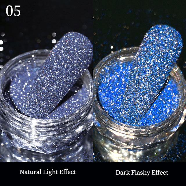 Gold Sliver Nail Reflective Crystals Powder Rainbow Glitter Shiny Pigment Iridescent Glass Micro Drill Nails Art Decoration