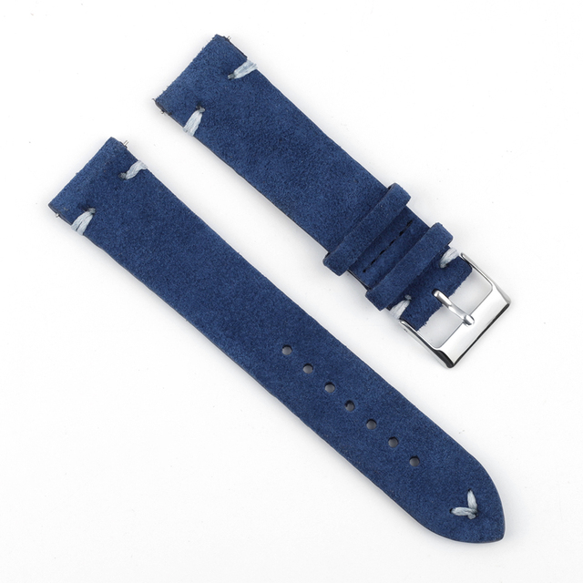 High Quality Suede Leather Antique Watch Straps Blue Watchbands Replacement Strap For Watch Accessories 18mm 20mm 22mm 24mm