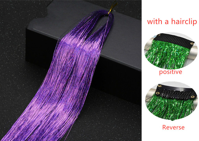 1pc Sparkle Shiny Hair Tinsel Hair Extensions Dazzle Women Hippie For Braiding Headdress Hair Braiding Tools Long 100cm