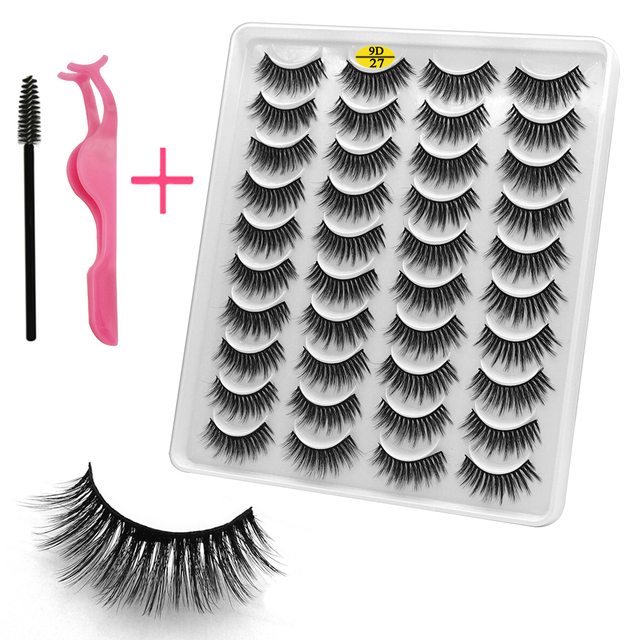 LE 20 Pairs Mink Eyelashes Fashion Handmade Cruelty-Free Soft Wispies 3D Fake Long Eye Lashes Extension False Eyelashes