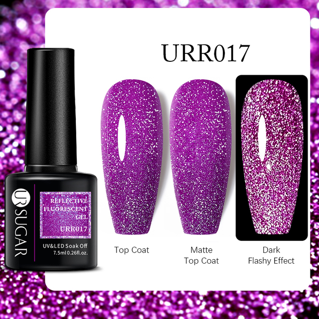 UR SUGAR 7.5ml Purple Series Gel Nail Polish Reflective Laser Gel Glitter Semi Permanent Lamp Varnish Soak Off Nail Art Design