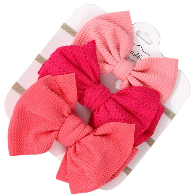 3pcs/set Baby Girls Lovely Bow Hairband Elastic Wide Headband Stretch Knot Headbands Turban Headdress Clothes Accessory