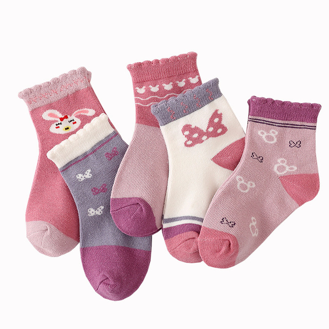 5pairs/lot Cute Cartoon Baby Girls Socks Winter Thicken Soft Kawaii Infant Toddler Socks Cotton Baby Boy Sports Socks for 1-12Y