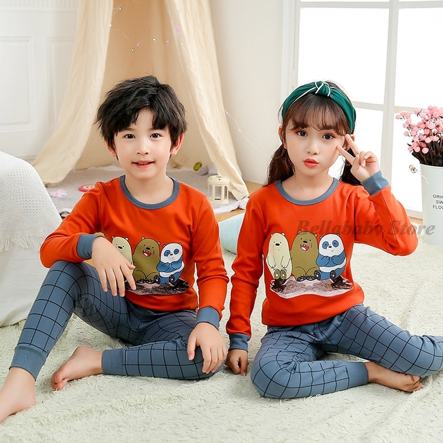 Baby Boy Girl Pajama Sets Korean Spring Pajamas For Kids Sleepwear Set Cotton Cartoon Cow Night Outfits Autumn Children Clothes