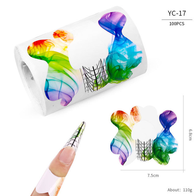 100pcs Gel Nail Forms Extension Sticker French Acrylic Curve False Nails Art DIY Manual Form Manicure Art Tools