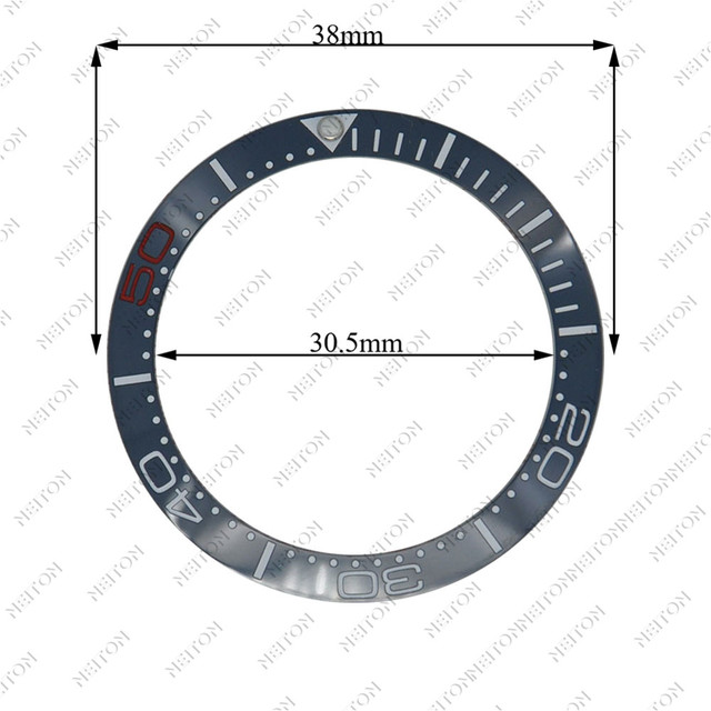 NEITON 38mm Ceramic Bezel GMT & Diving Watch Insert for 40mm Men's Watch Watches Replacement Watch Accessories Simple Dial Watch Bezel Ins