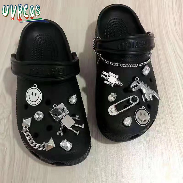 1 مجموعة اليدوية croبها بنفسك Crocs Charms بلينغ JIBZ إبزيم حجر الراين اكسسوارات سلسلة معدنية تسد حديقة حذاء الديكور الفتيات 지지