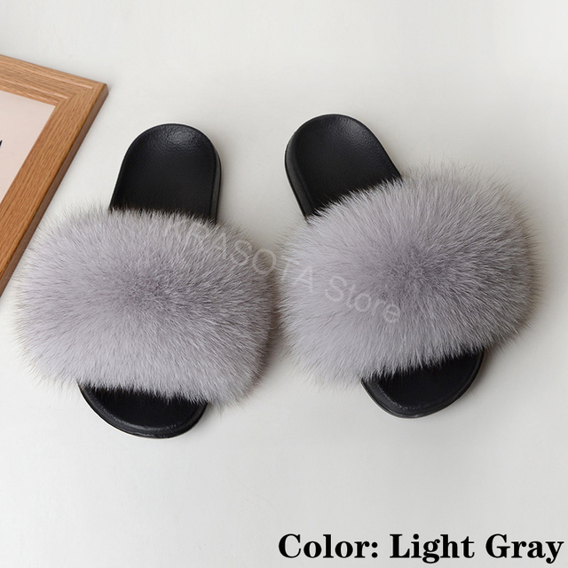 Natural Fur Slippers Women Home Fluffy Slippers House Furry Slides Luxury Summer Flip Flops with Real Fur Wholesale Dropshipping