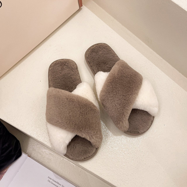 Women Shoes Soft Short Plush Different Styles Comfortable Women Slippers Open Toe Indoor Women's Shoes Furry Luxury Home Slippers