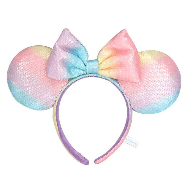 New Disney Mickey Mouse Ears Headband Space Lunar Mountain New Year Minnie Bow Pink Sequins Cartoon Anime Headdress Headband Gif