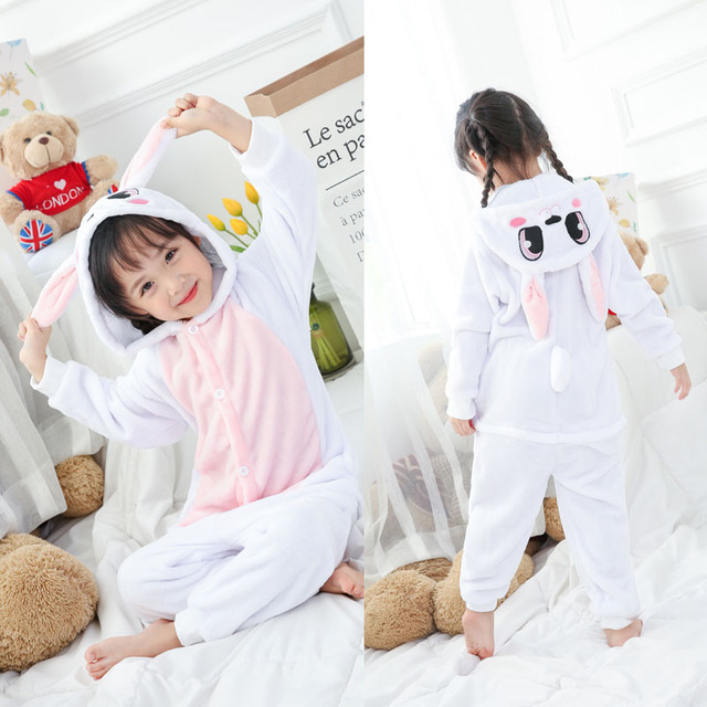 Winter Kigurumi Kigurumi Soft Warm Soft Flannel Pajamas Cartoon Animal Hooded Pajamas Boys Unicorn Pajamas Girls Kids Sleepwear