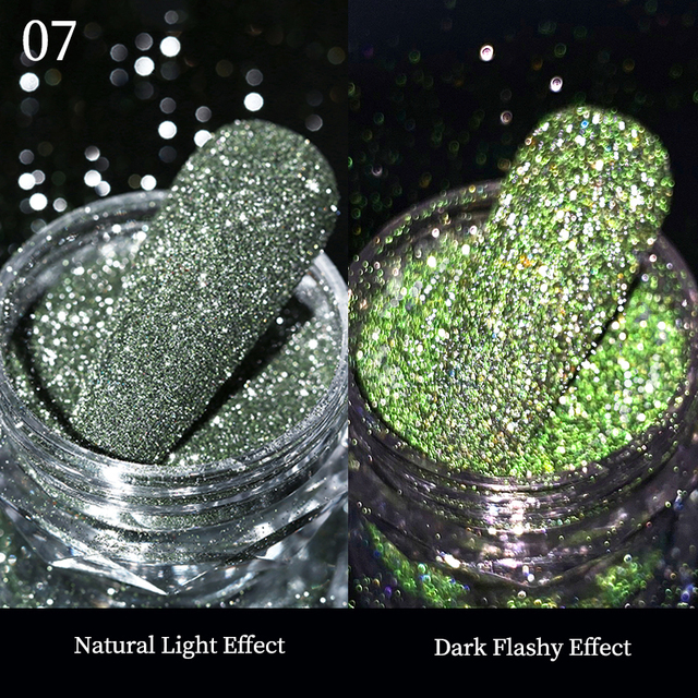 Gold Sliver Nail Reflective Crystals Powder Rainbow Glitter Shiny Pigment Iridescent Glass Micro Drill Nails Art Decoration