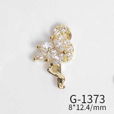 10pcs/lot 3D Luxury Moon Crane Zircon Crystals Rhinestones Pearl Nail Art Jewelry Nail Decorations Accessories Charms Supplies