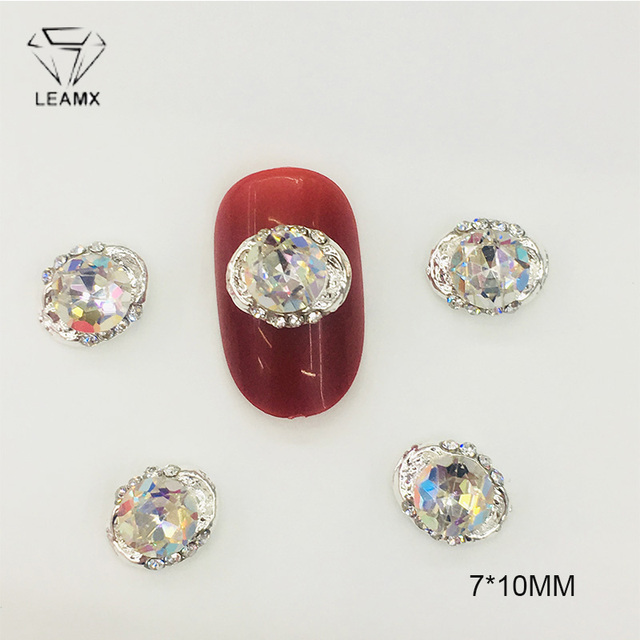 LEAMX 10pcs Alloy Spider Nail Art Decorations 3D AB/White Rhinestone Decorations Spider Nail Jewelry Sparkle Nail Supplies L459