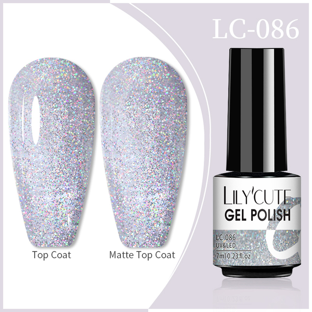 LILYCUTE 7ml Glitter Gel Nail Polish 12 Colors Semi Permanent Laser Sequins Soak Off UV Colorful Gel DIY Nail Art Polish Lacquer