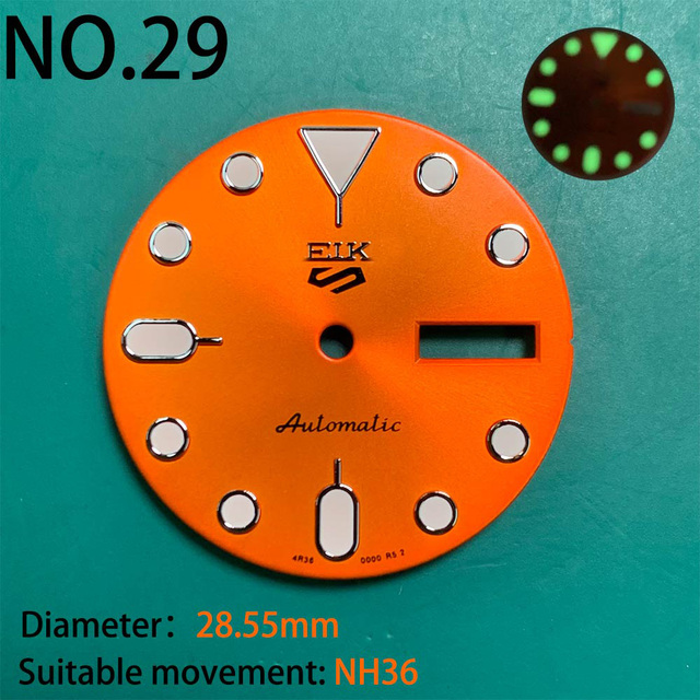 Nh35 watch double dial new C3 luminous modified craft watch skx007 SKX006 small millimeter 28.5mm abalone nh35 universal