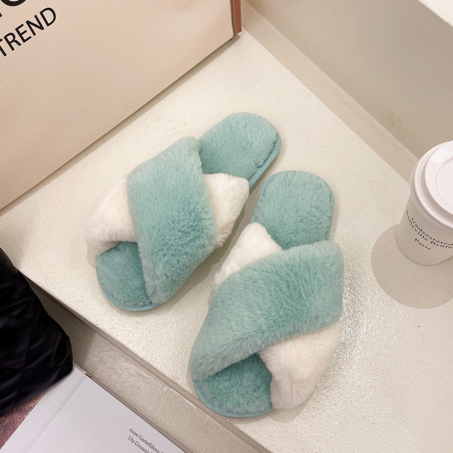 Women Shoes Soft Short Plush Different Styles Comfortable Women Slippers Open Toe Indoor Women's Shoes Furry Luxury Home Slippers