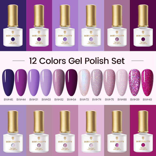 Born Pretty Nail Gel Polish Set Soak Off UV LED Gel 7ml Hybrid Semi Permanent Varnish Nail Art Gel Kit Top Coat Gel Manciuring