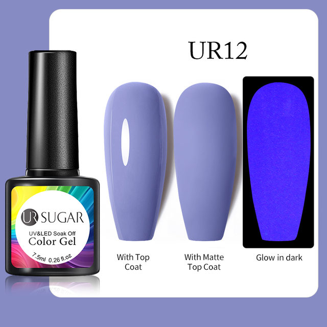 ur sugar 7.5ml neon luminous gel nail polish green fluorescent glow in the dark semi permanent soak off uv gel nail art varnish