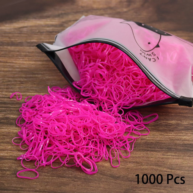 1000pcs Disposable Rubber Band Hairband For Kids Ponytail Hair Ties Colorful Elastic Hair Bands Baby Hair Accessories