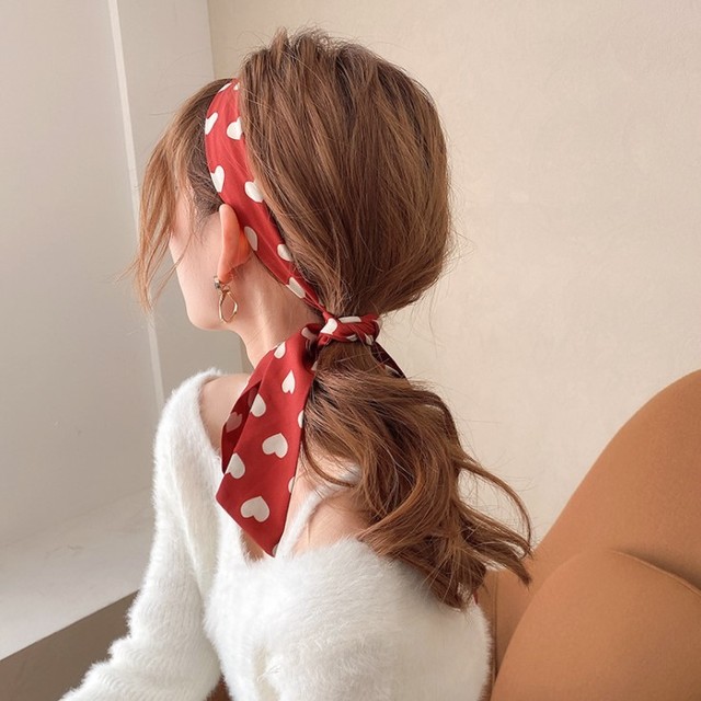 1pc Adult Kids Silk Scarf French Style Headband Girls Braided Bow Long Ribbon Head Rope Tied Hair Streamer Clothes Accessories