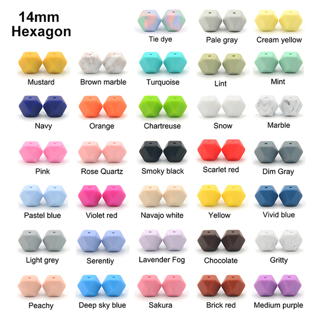 LOFCA10pcs 14mm Small Hexagon Silicone Beads Baby Teether BPA Free DIY Necklace Pacifier Chain Baby Teething Infant Care