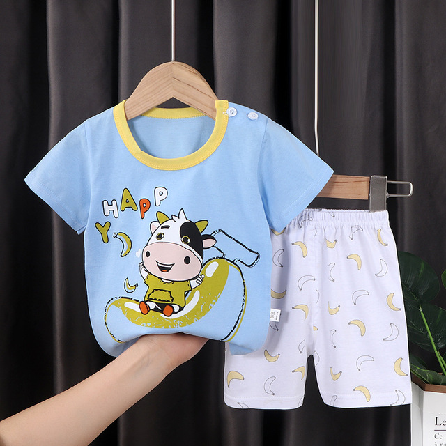 Seieroad Children's Summer Clothes Dinosaur Boys Cartoon T-shirt T-shirt + Pants Kids Clothes Short Sleeve Teenage Clothing Set Tracksuit