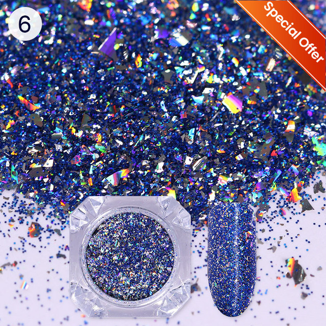 Born Pretty Reflective Glitter Powder Sea Salt Nail Powder Shining Nail Glitter Chrome Pigment Dust Hollow Powder Nail Decoration