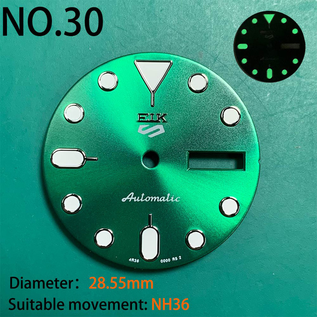 Nh35 watch double dial new C3 luminous modified craft watch skx007 SKX006 small millimeter 28.5mm abalone nh35 universal