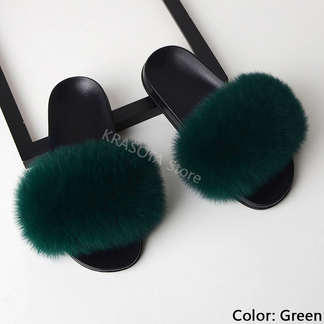 Natural Fur Slippers Women Home Fluffy Slippers House Furry Slides Luxury Summer Flip Flops with Real Fur Wholesale Dropshipping