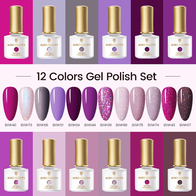 Born Pretty Nail Gel Polish Set Soak Off UV LED Gel 7ml Hybrid Semi Permanent Varnish Nail Art Gel Kit Top Coat Gel Manciuring